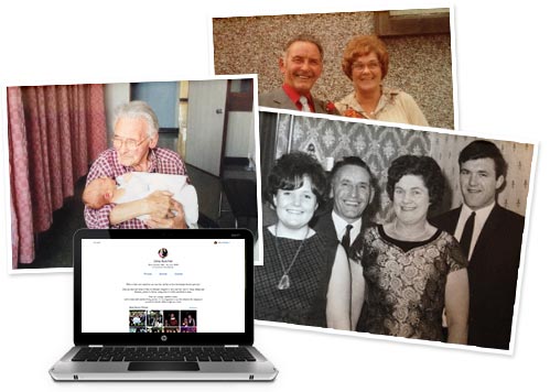 Photos and memories gathered on a memorial